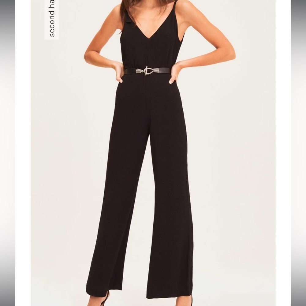 ba&sh • NWT Fasme Jumpsuit • Black Flowy Wide Leg Deep Open Back • XS - Picture 4 of 13
